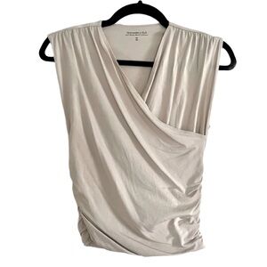 Abercrombie & Fitch Cotton-Modal Ruched Wrap Top